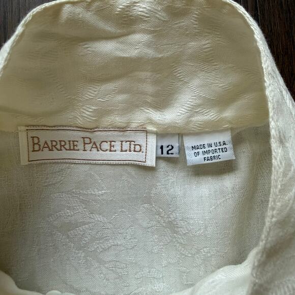 Vintage Victorian Romantic Blouse Cotton Jacquard Size 12 Barrie Pace USA Made - Picture 8 of 12